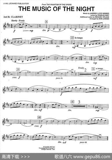 THEMUSICOFTHENIGTH-CLARINET（单簧管三重奏分谱）
