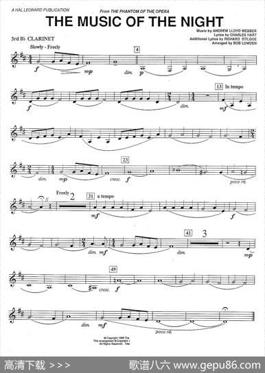 THEMUSICOFTHENIGTH-CLARINET（单簧管三重奏分谱）