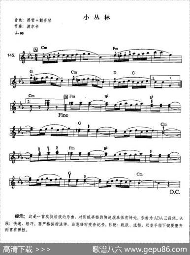 小丛林（中级班电子琴乐谱）