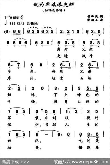 我为军旗添光辉（胡泽民词胡绍正曲） - 胡泽民|胡绍正