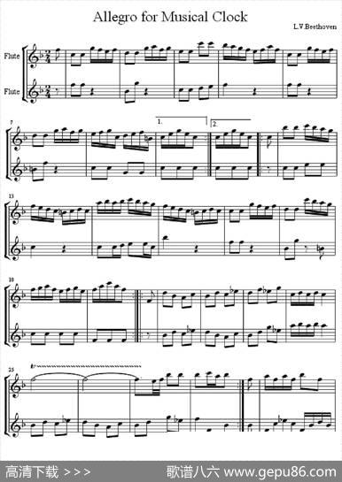 AllegroforMusicalClock（二重奏）|贝多芬