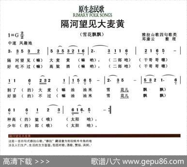 隔河望见大麦黄（又名：雪花飘飘）|邓康云整理