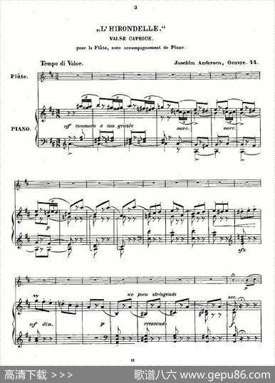 L'Hirondelle.Op.44（长笛+钢琴伴奏）