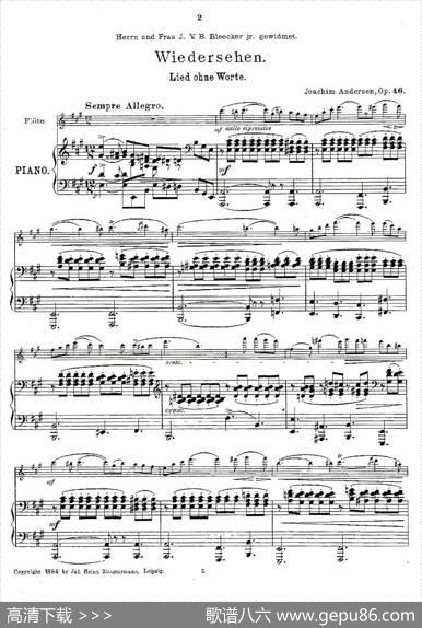 Wiedersehen.Op.46（长笛+钢琴伴奏）