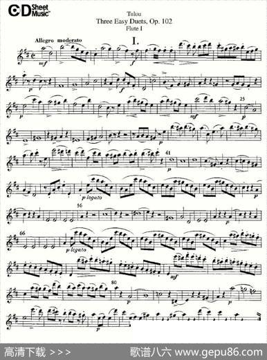 ThreeEasyDuets,Op.102之第一长笛（三首简易重奏曲作品102号）|Tulou（图露）