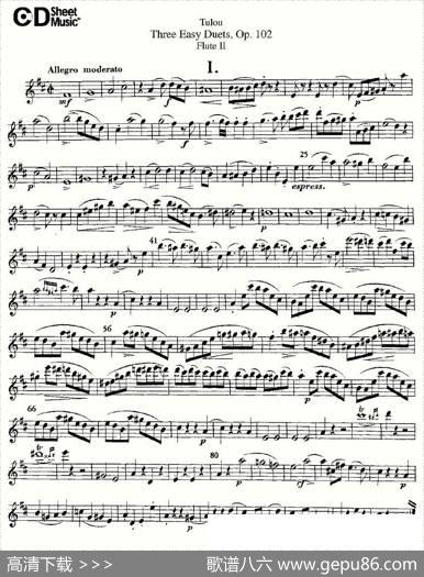 ThreeEasyDuets,Op.102之第二长笛（三首简易重奏曲作品102号）|Tulou（图露）