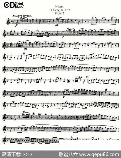 3DuetsK.157之第二长笛（二重奏三首K157号）|Mozart、（莫扎特）