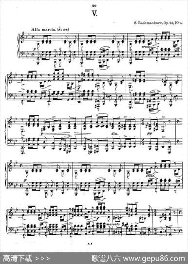 10首《前奏曲》之五（Rachmaninoff10Preludes,Op.23）|拉赫玛尼诺夫