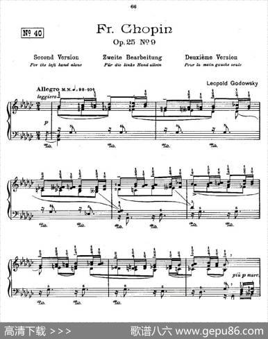 肖邦《练习曲》Fr.ChopinOp.25No9-2|Godowsky改编
