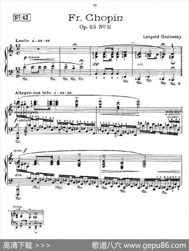 肖邦《练习曲》Fr.ChopinOp.25No11|Godowsky改编