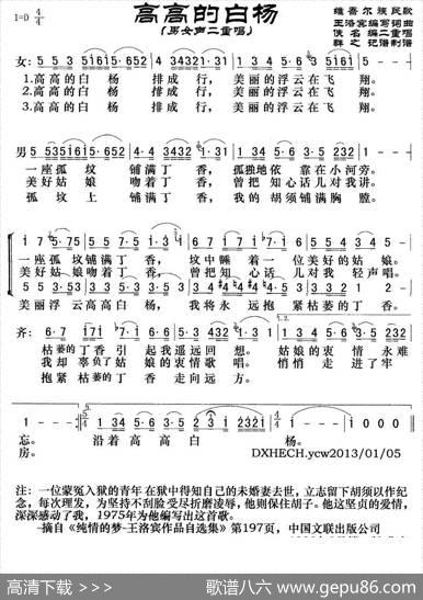 高高的白杨（男女声二重唱） - 王洛宾|王洛宾