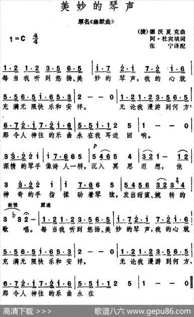 美妙的琴声（原名幽默曲[捷]） - A.杜宾填词|张宁译配