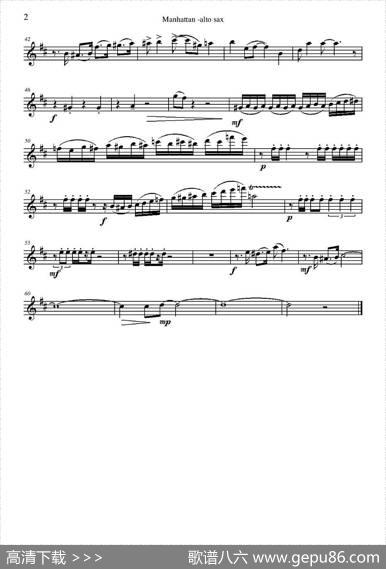 ManhattanAltoSax（四重奏中音萨克斯分谱）