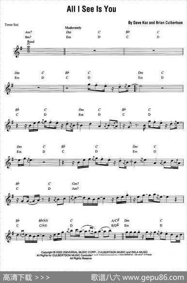 DaveKoz-AllIseeisyou（原版次中萨克斯谱）|Dave、Koz
