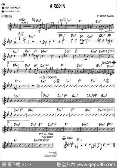 AIREGIN（jazz系列萨克斯谱）|sonny、rollins