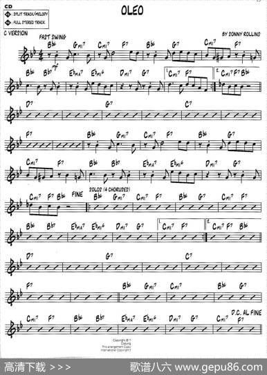 OLEO（jazz系列萨克斯谱）|sonny、rollins