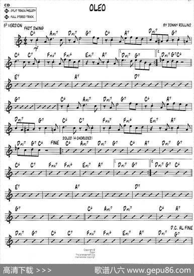 OLEO（jazz系列萨克斯谱）|sonny、rollins