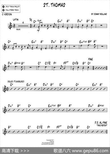 ST.THOMAS（jazz系列萨克斯谱）|sonny、rollins