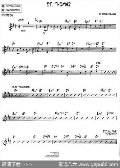 ST.THOMAS（jazz系列萨克斯谱）|sonny、rollins