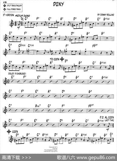 DOXY（jazz系列萨克斯谱）|sonny、rollins