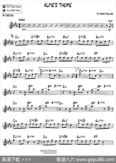 ALFIE'STHEME（jazz系列萨克斯谱）|sonny、rollins