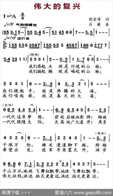 伟大的复兴（胡宏伟词吕威曲） - 胡宏伟|吕威