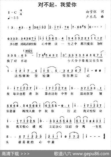 对不起，我爱你 - 向雪怀|卢东尼
