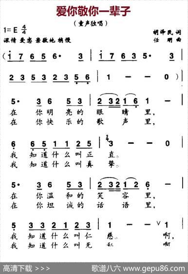 爱你敬你一辈子（胡泽民词任明曲） - 胡泽民|任明
