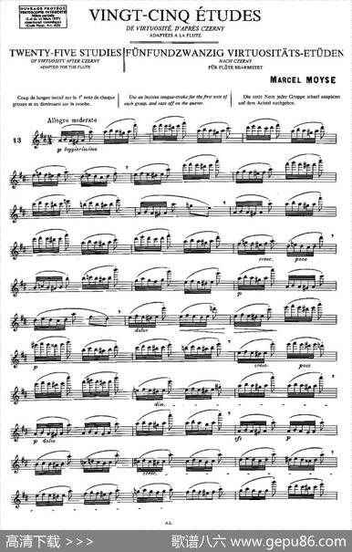 Moyse-25StudiesafterCzernyflute之13（25首改编自车尔尼作品的练习曲）|Moyse