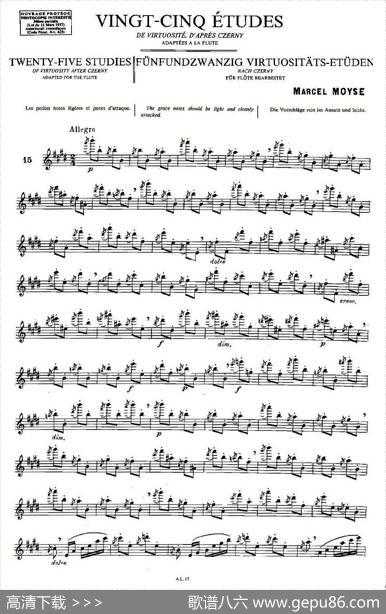 Moyse-25StudiesafterCzernyflute之15（25首改编自车尔尼作品的练习曲）|Moyse