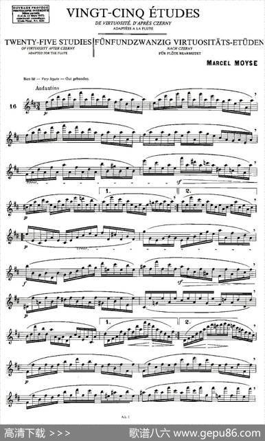 Moyse-25StudiesafterCzernyflute之16（25首改编自车尔尼作品的练习曲）|Moyse