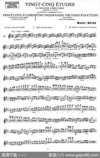 Moyse-25StudiesafterCzernyflute之17（25首改编自车尔尼作品的练习曲）|Moyse