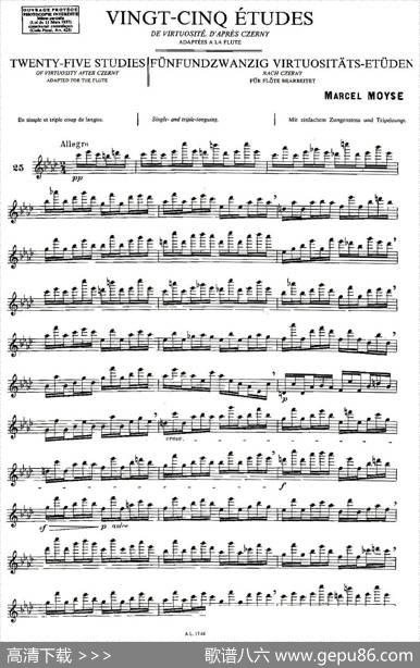 Moyse-25StudiesafterCzernyflute之25（25首改编自车尔尼作品的练习曲）|Moyse