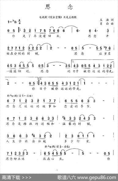 思念（电视剧《突出重围》片尾主题歌） - 王浩|肖白