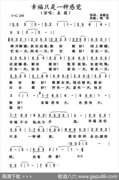 幸福只是一种感觉（电视剧《知足常乐》片尾曲） - 单联全|郑军