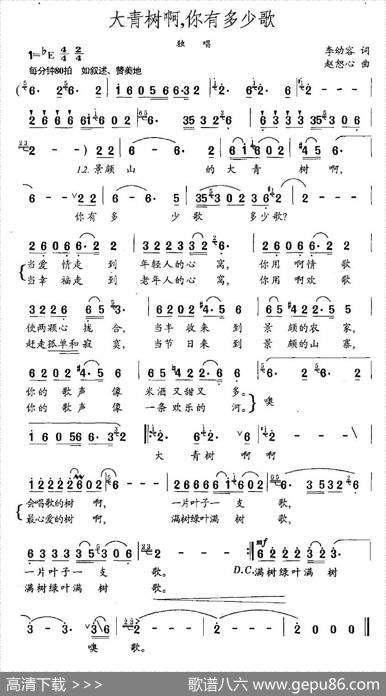 大青树啊，你有多少歌 - 李幼容|赵恕心