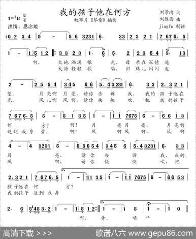 我的孩子他在何方（电影《琴童》插曲） - 刘景琦|刘雁西