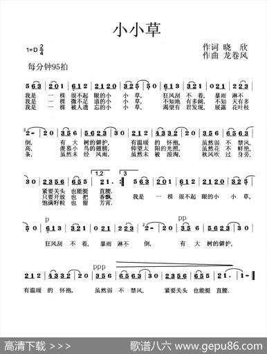小小草（晓欣词龙卷风曲） - 晓欣|龙卷风