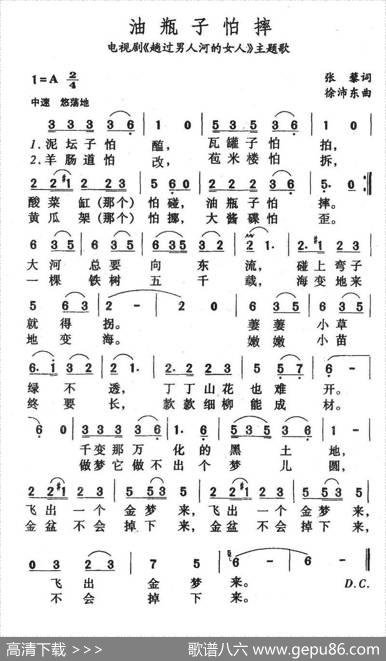 油瓶子怕摔（电视剧《趟过男人河的女人》主题歌） - 张藜|徐沛东