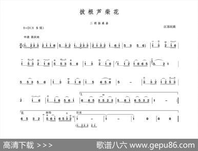 拔根芦柴花（二胡独奏曲）|江苏民歌