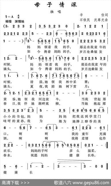 母子情深（辛佳词石铁民沈尊光曲） - 辛佳|石铁民沈尊光