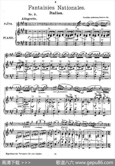 Fantaisiesnationales.Op.59,5.（长笛+钢琴伴奏）|Andersen（安德森）