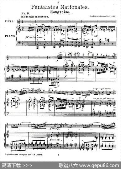 Fantaisiesnationales.Op.59,6.（长笛+钢琴伴奏）|Andersen（安德森）