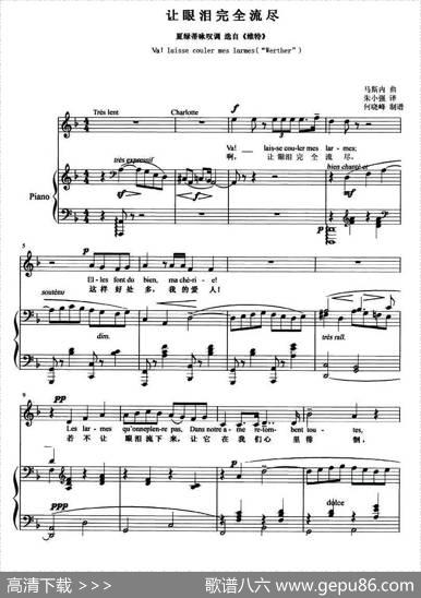 [法]让眼泪完全流尽（歌剧《维特》选曲）|[法]马斯内