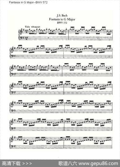 FantasiainGMajor--BWV572（管风琴谱）|ohannSebastianBach（约翰·塞巴斯蒂安·巴赫）