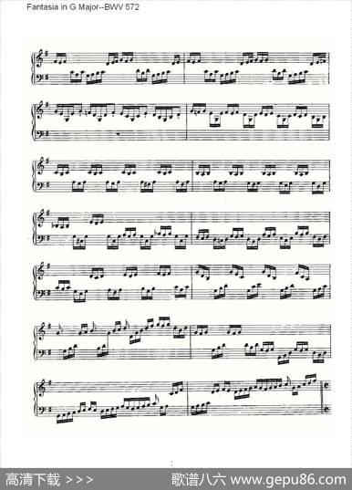 FantasiainGMajor--BWV572（管风琴谱）|ohannSebastianBach（约翰·塞巴斯蒂安·巴赫）