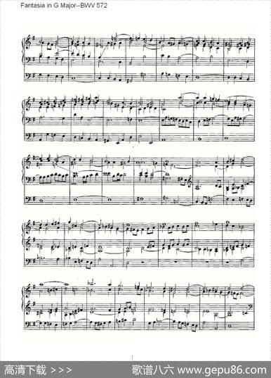 FantasiainGMajor--BWV572（管风琴谱）|ohannSebastianBach（约翰·塞巴斯蒂安·巴赫）