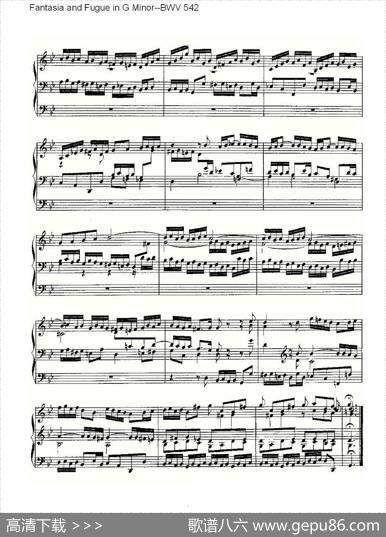 FantasiaandFugueinGMinor--BWV542（管风琴谱）|ohannSebastianBach（[德]约翰·塞巴斯蒂安·巴赫）