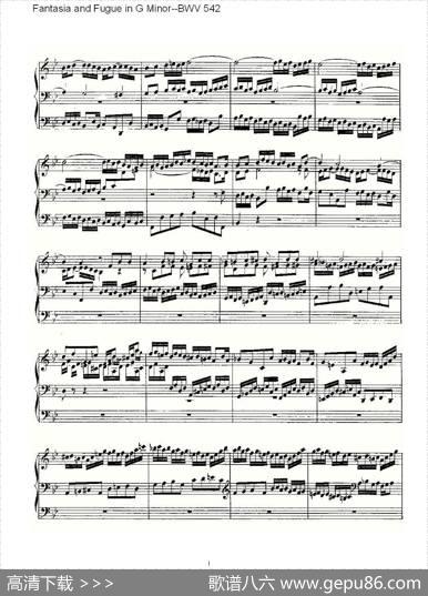 FantasiaandFugueinGMinor--BWV542（管风琴谱）|ohannSebastianBach（[德]约翰·塞巴斯蒂安·巴赫）