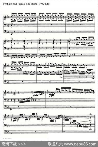 PreludeandFugueinCMinor--BWV549（管风琴谱）